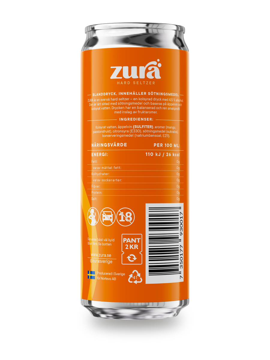 Zura Mango & Passionsfrukt — baksidan